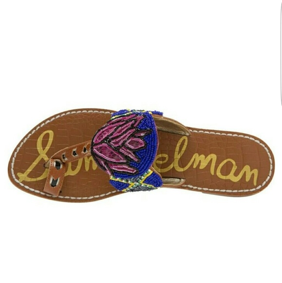 Sam Edelman GERRY Beaded Leather Thong Sandals 10 - Picture 2 of 8